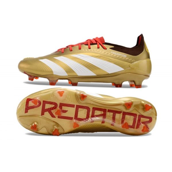 Bota adidas Predator Elite L FG Dorado Met Blanco Rojo
