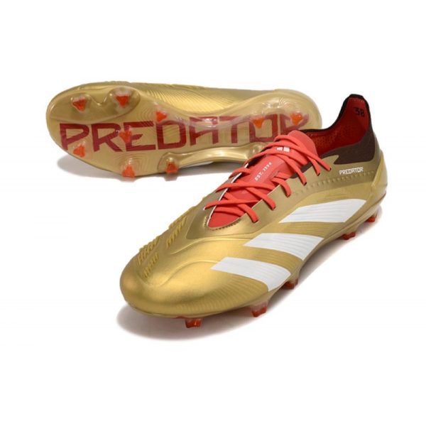 Bota adidas Predator Elite L FG Dorado Met Blanco Rojo