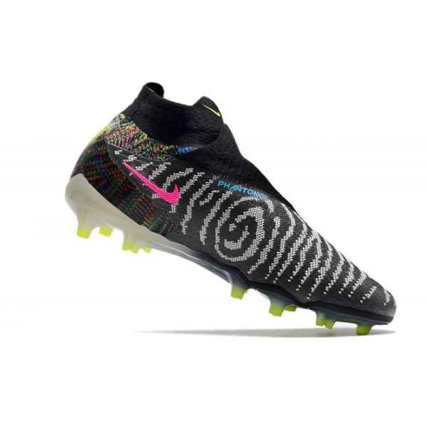 Bota de fútbol Nike Phantom GX Elite DF FG Negro Voltio Blanco Azul Glow