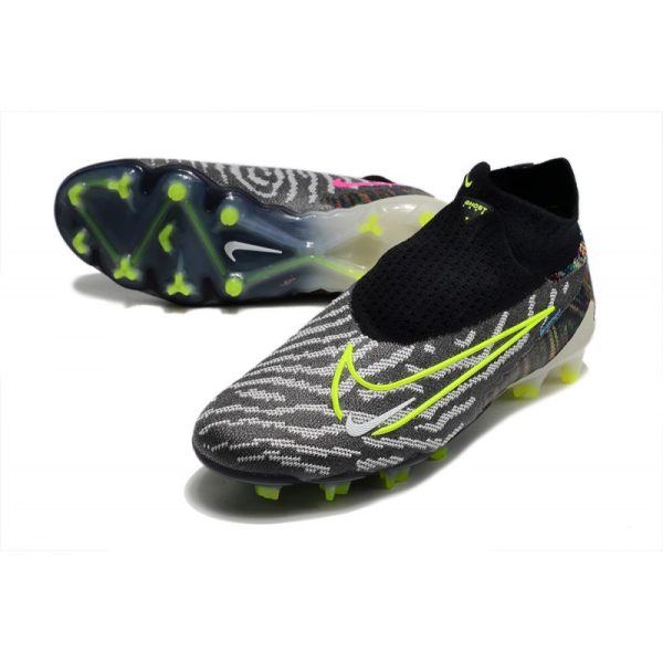 Bota de fútbol Nike Phantom GX Elite DF FG Negro Voltio Blanco Azul Glow