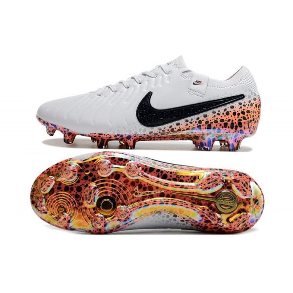 Nike Tiempo Legend 10 Elite FG Bota Blanco Negro Naranja