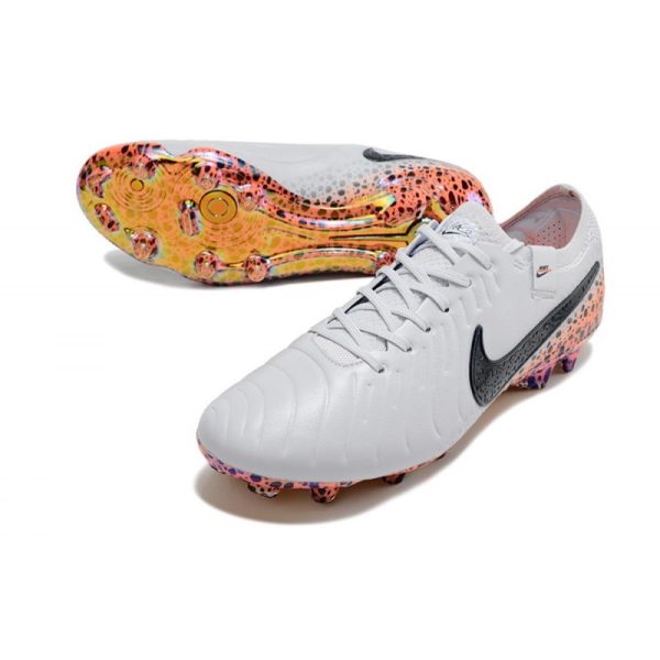 Nike Tiempo Legend 10 Elite FG Bota Blanco Negro Naranja