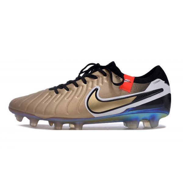 Nike Tiempo Legend 10 Elite FG Bota Future Heritage Seda Dorada Metálica Moneda Negro