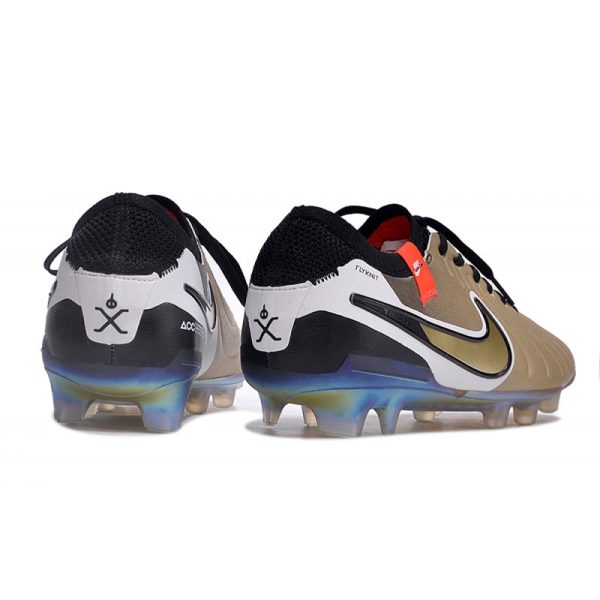 Nike Tiempo Legend 10 Elite FG Bota Future Heritage Seda Dorada Metálica Moneda Negro