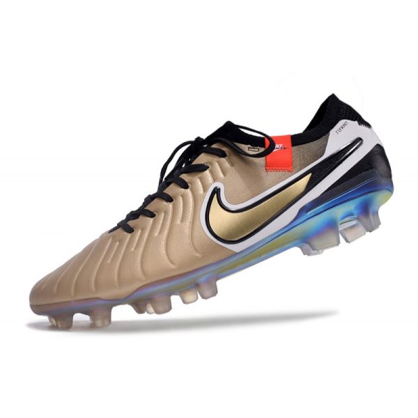 Nike Tiempo Legend 10 Elite FG Bota Future Heritage Seda Dorada Metálica Moneda Negro