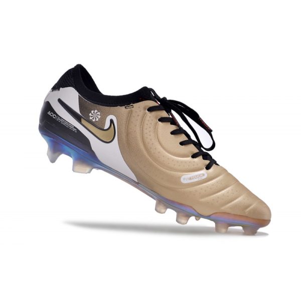 Nike Tiempo Legend 10 Elite FG Bota Future Heritage Seda Dorada Metálica Moneda Negro