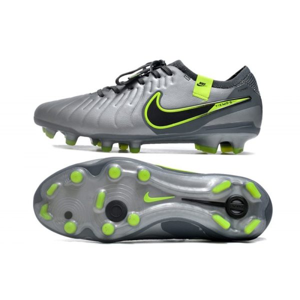Nike Tiempo Legend 10 Elite FG Bota Gris Negro Verde