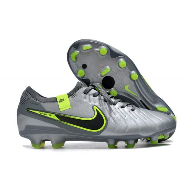 Nike Tiempo Legend 10 Elite FG Bota Gris Negro Verde