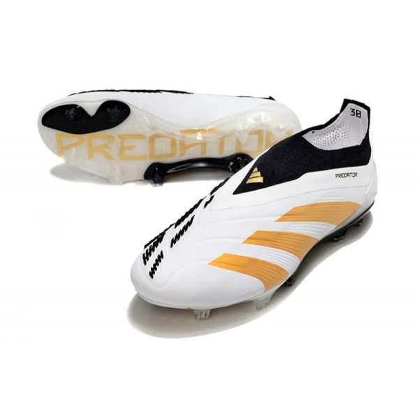 adidas Botas Futbol Predator Elite Laceless FG Blanco Dorado