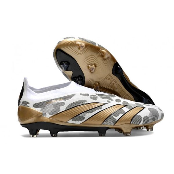 Botas de Fútbol adidas Predator Elite Laceless FG Blanco Oro Gris