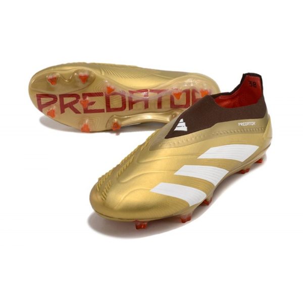adidas Botas Futbol Predator Elite Laceless FG Dorado Blanco Rojo