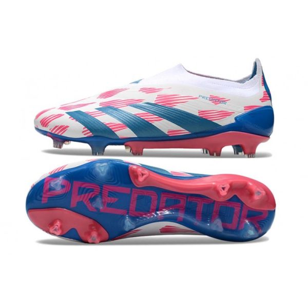 adidas Botas Futbol Predator Elite Laceless FG Ftwr Blanco Solar Azul Solar Rosa