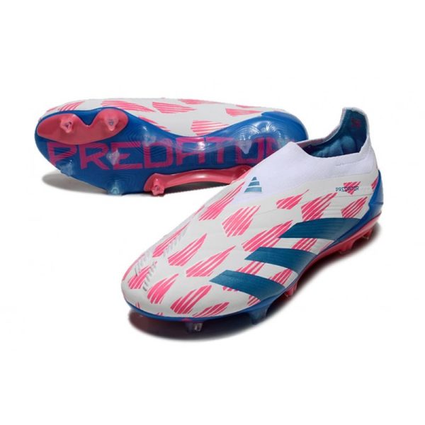 adidas Botas Futbol Predator Elite Laceless FG Ftwr Blanco Solar Azul Solar Rosa
