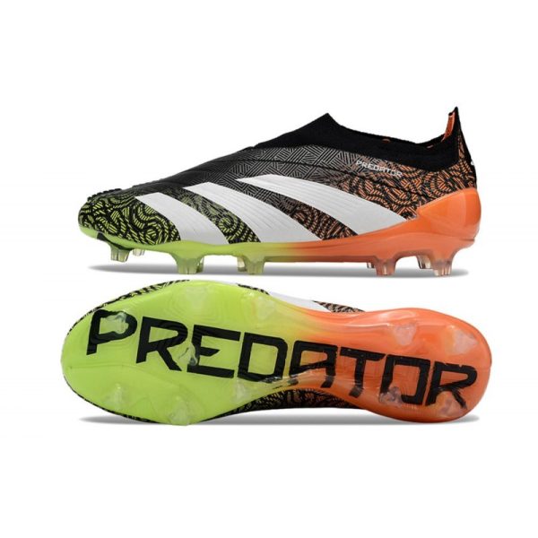 adidas Botas Futbol Predator Elite Laceless FG Negro Blanco Naranja Verde