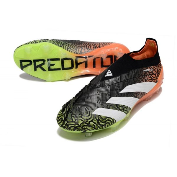 adidas Botas Futbol Predator Elite Laceless FG Negro Blanco Naranja Verde
