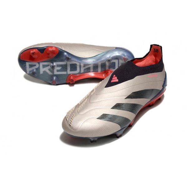 adidas Botas Futbol Predator Elite Laceless FG Platino Met Aurora Negro Carbón