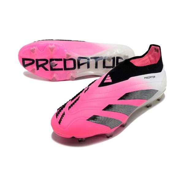 adidas Botas Futbol Predator Elite Laceless FG Rosa Blanco Negro