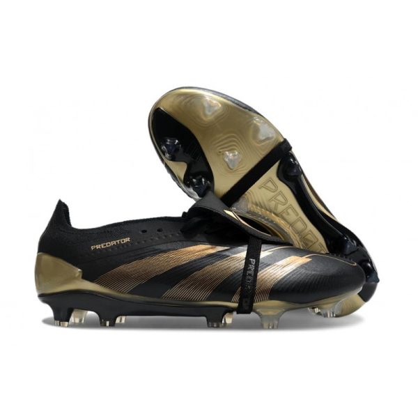 Botas de Fútbol adidas Predator Elite Foldover Tongue FG Negro Carbón Dorado Met
